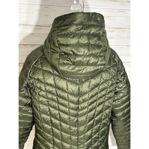LANDS END Womens LARGE Primaloft Insulated Quilted Jacket Green Full Zip Hooded - Picture 8 of 16